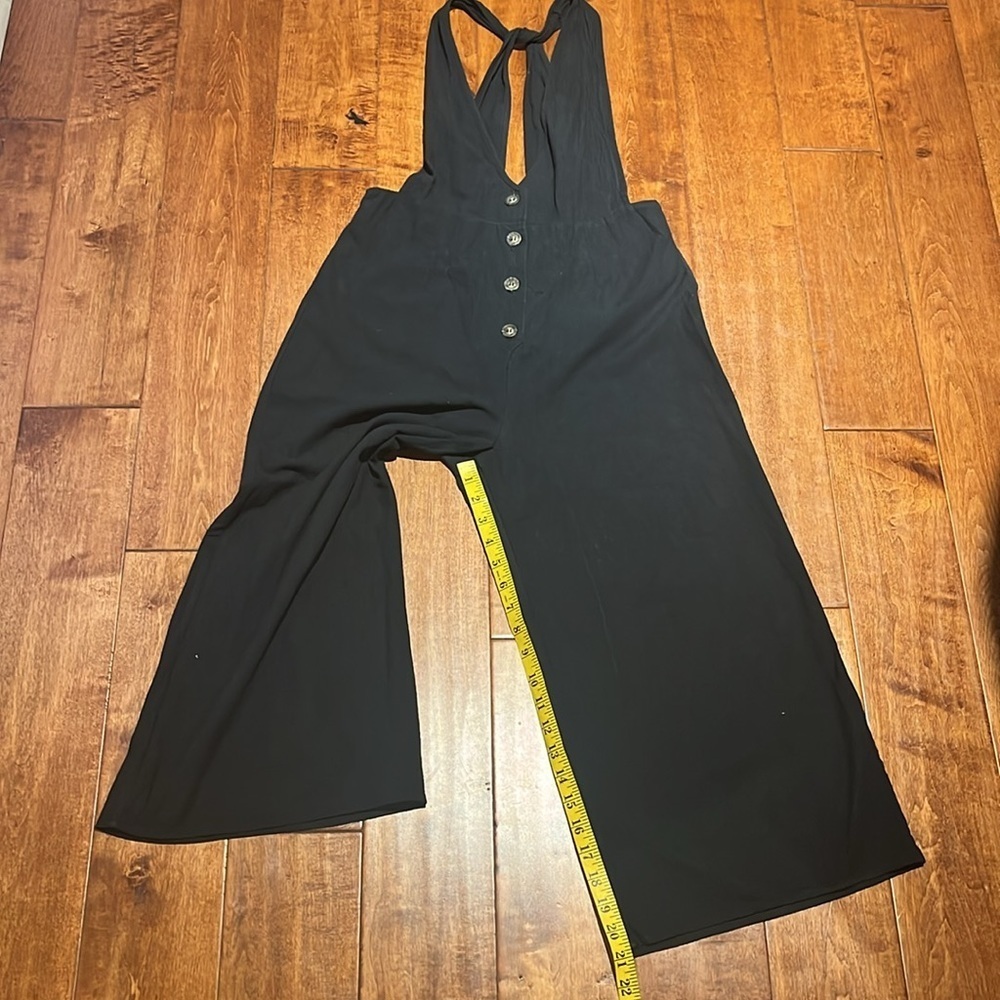 Sienna Sky Cotton Look Button Sleeveless Crop Jumpsuit Black Size M - Picture 6 of 9